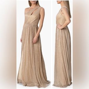 Dress the Population Champagne One Shoulder Gown